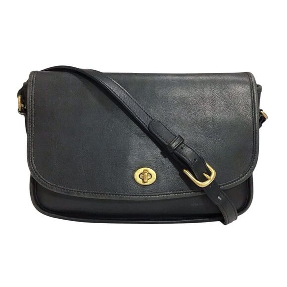 Vintage Coach Blue/Black City Bag 9790 Leather Shoulder Crossbody Bag